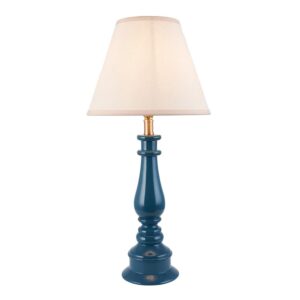 Lenoir White 25cm Shade Resin Table Lamp In Marlin Blue