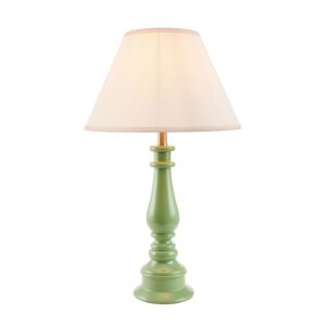 Lenoir White 30cm Shade Resin Table Lamp In Cotswold Green