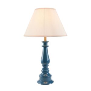 Lenoir White 30cm Shade Resin Table Lamp In Marlin Blue