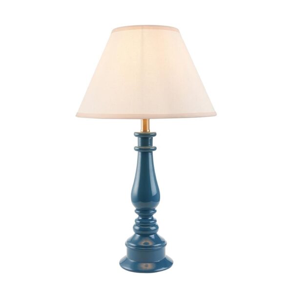 Lenoir White 30cm Shade Resin Table Lamp In Marlin Blue