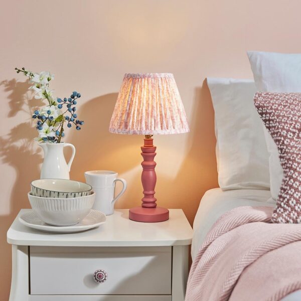 Lincoln Peachy Keen 20cm Shade Wood Table Lamp In Pink Clay