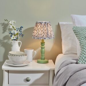 Lincoln Pearl Grey 20cm Shade Wood Table Lamp In Cotswold Green