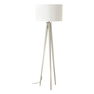 Livica White Fabric Shade Floor Lamp With Tripod Base