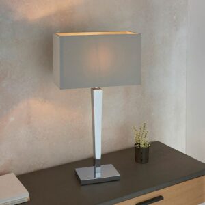 Morehead Grey Faux Silk Shade Table Lamp In Chrome