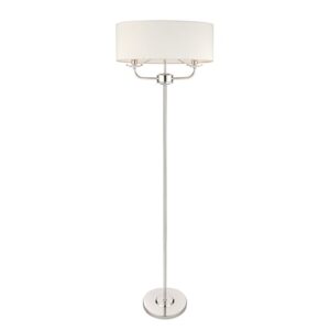 Nixon 2 Lights White Oval Shade Floor Lamp In Bright Nickel