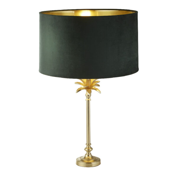 Palm Green Velvet Shade Table Lamp In Satin Brass