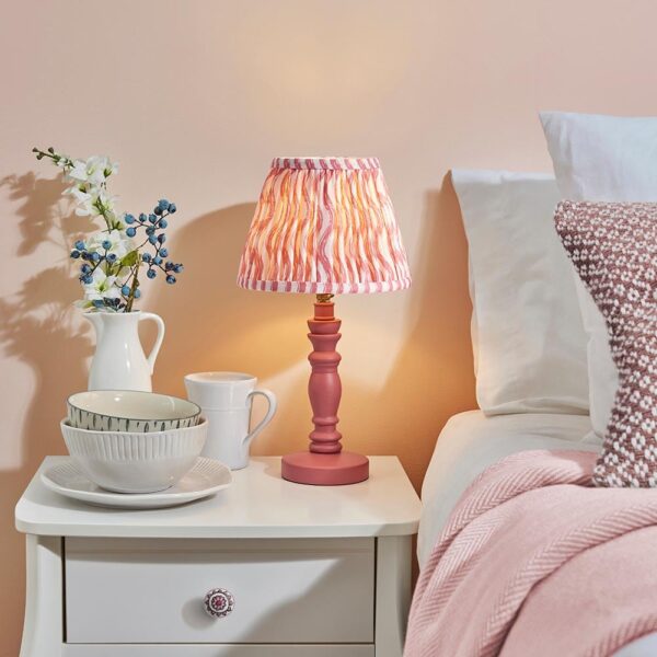 Riyadh Coral Pink 20cm Shade Wood Table Lamp In Pink Clay