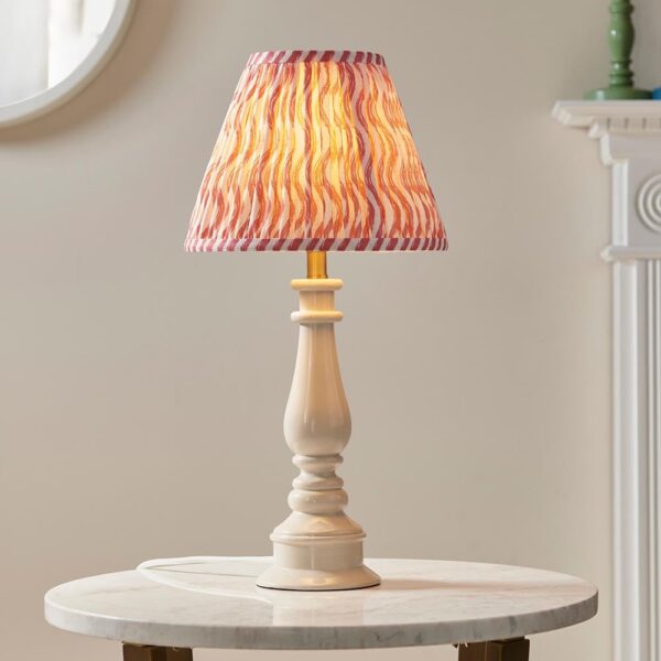 Riyadh Coral Pink 25cm Shade Resin Table Lamp In Almond White