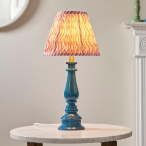 Riyadh Coral Pink 25cm Shade Resin Table Lamp In Marlin Blue