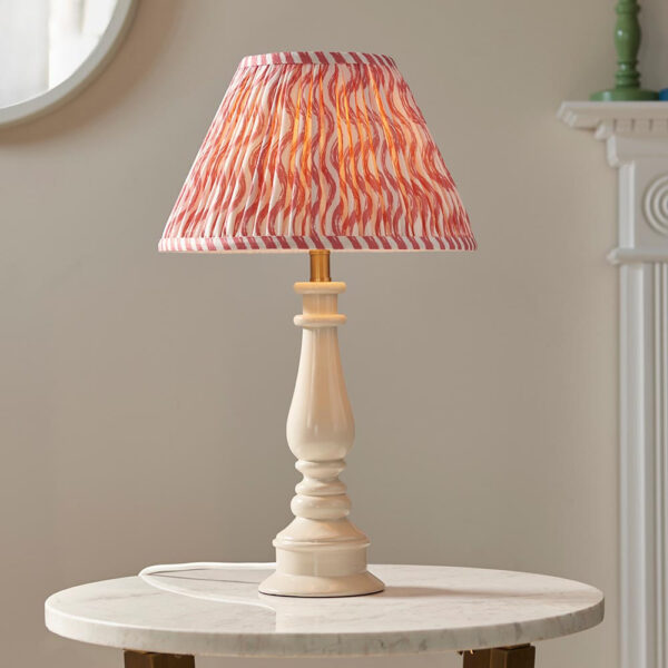 Riyadh Coral Pink 30cm Shade Resin Table Lamp In Almond White