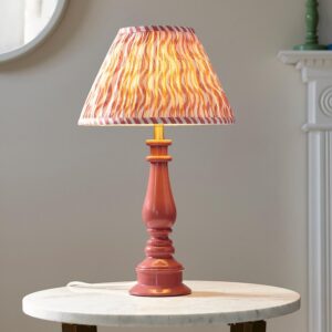 Riyadh Coral Pink 30cm Shade Resin Table Lamp In Pink Clay