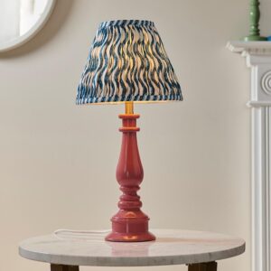 Riyadh Marlin Blue 25cm Shade Resin Table Lamp In Pink Clay