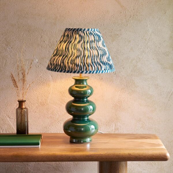 Riyadh Marlin Blue 30cm Shade Ceramic Table Lamp In Gloss Green