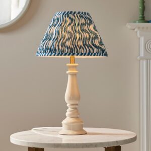 Riyadh Marlin Blue 30cm Shade Resin Table Lamp In Almond White