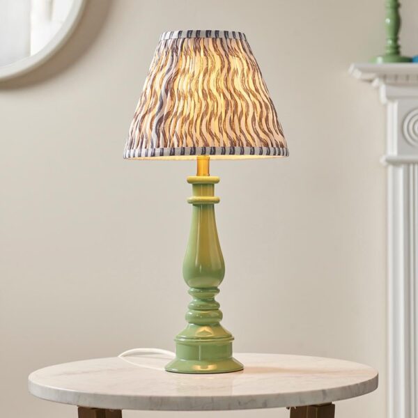 Riyadh Pearl Grey 25cm Shade Resin Table Lamp In Cotswold Green