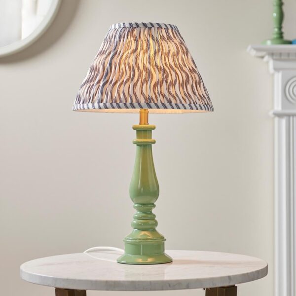 Riyadh Pearl Grey 30cm Shade Resin Table Lamp In Cotswold Green