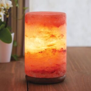 Trox Cylinder Design Salt Table Lamp In Orange