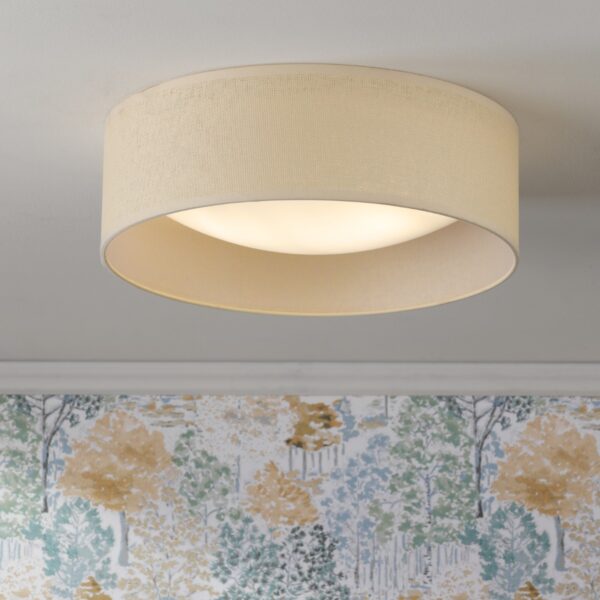 Laura Ashley Buckenham 2 Light Rattan Flush Ceiling Light With White Frosted Diffuser LA3756607-Q