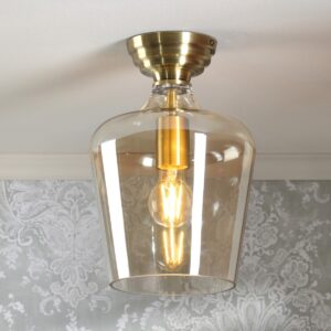 Laura Ashley Ockley Semi Flush Ceiling Light In Antique Brass With Champagne Glass LA3756591-Q