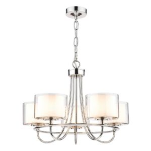 Laura Ashley Southwell Polished Nickel 5 Light Chandelier With Glass Shades LA3703637-Q