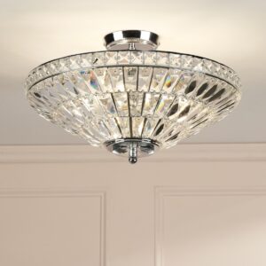 Laura Ashley Vienna 3 Light Crystal Semi Flush Ceiling Light In Polished Chrome LA3756604-Q